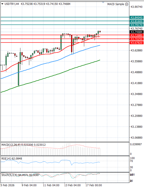 Dollar - Turkish Lira analiza Tehnička analiza 18/02/2026